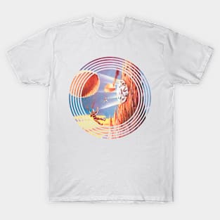 Parachutists Desert Landscape Retro Vintage T-Shirt